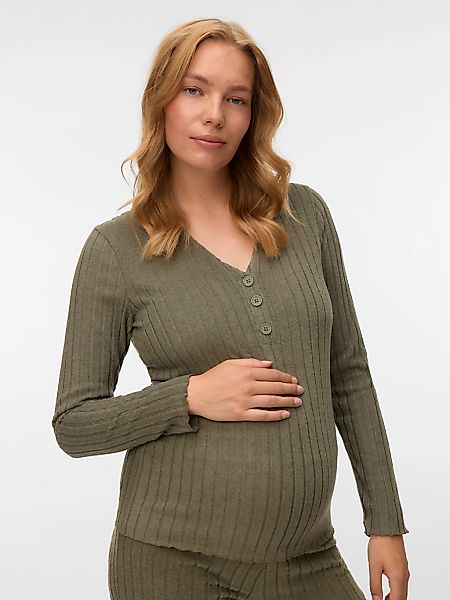 Mamalicious V-Shirt "MLFELIZIA LIA LS JRS TOP 2F NOOS" in Rippenoptik günstig online kaufen