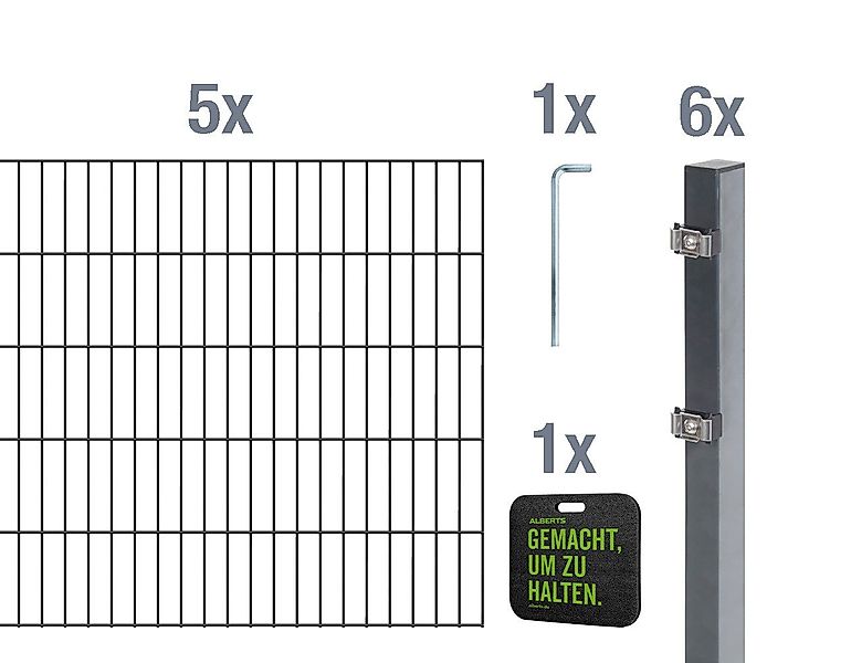Alberts Doppelstabmattenzaun Grundset, (Set), Höhe: 80-160 günstig online kaufen