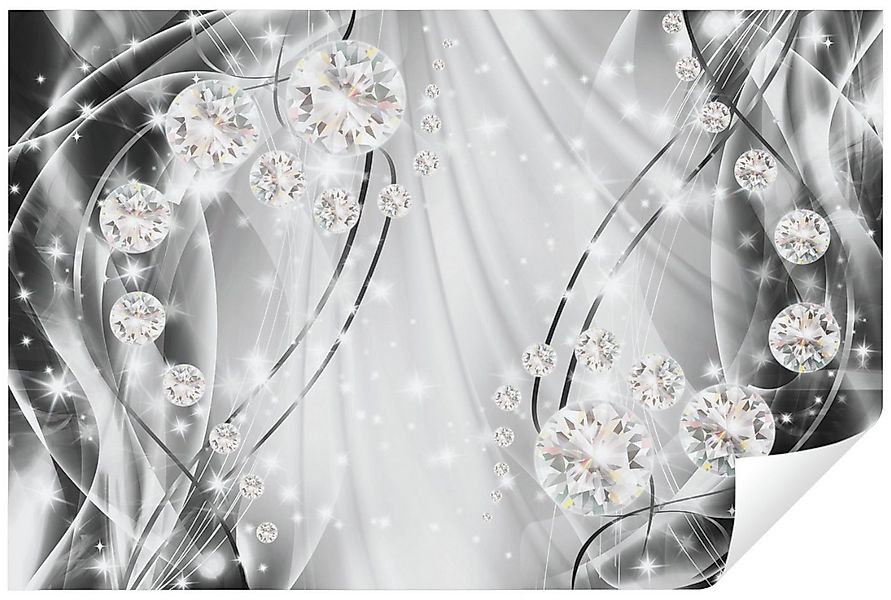 Wallarena Fototapete Abstrakt Moderne Diamant Silber 3D EFFEKT Wohnzimmer S günstig online kaufen