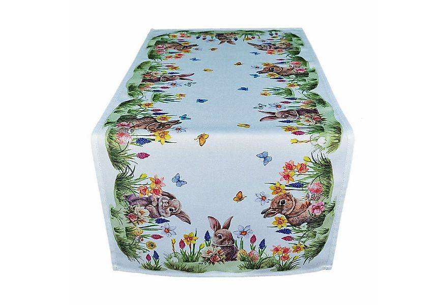 texpot Tischdecke Tischläufer Druck Osterhase Blumenwiese Ostern (1-tlg) günstig online kaufen