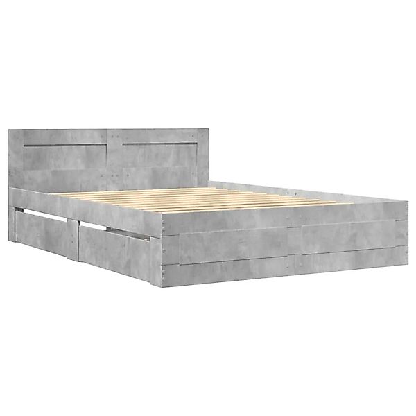 vidaXL Bettgestell mit Kopfteil Betongrau 140x200 cm Holzwerkstoff 3295565 günstig online kaufen