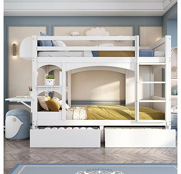 Sweiko Etagenbett (Doppelbett, multifunktionales Kinderbett, mit klappbarem günstig online kaufen