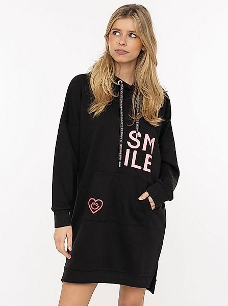 Zwillingsherz Sweatkleid "Alissa" Kapuze, Kängurutasche, Neon-Details, Prin günstig online kaufen