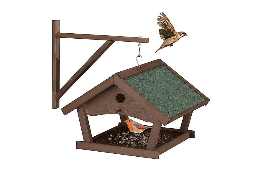 relaxdays Vogelhaus Braunes Vogelfutterhaus zur Wandmontage günstig online kaufen