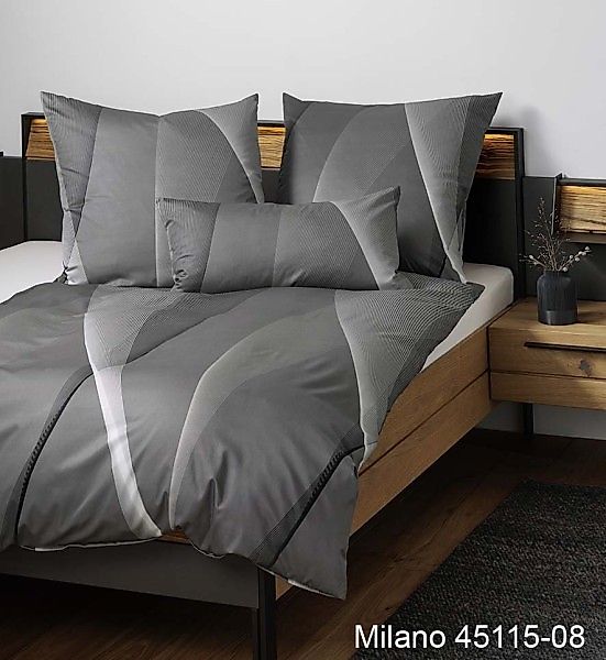 Janine Janine Mako-Satin Bettwäsche MILANO 45115 grau taupe Größe:  155x220 günstig online kaufen