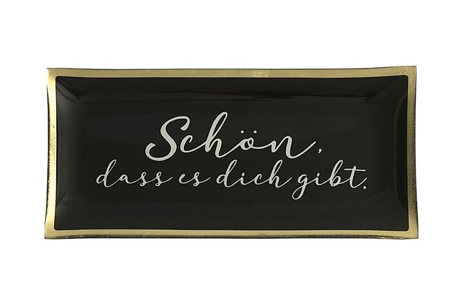 Glasteller 21x10cm - Schön, dass es dich gibt, Schwarz/Gold günstig online kaufen