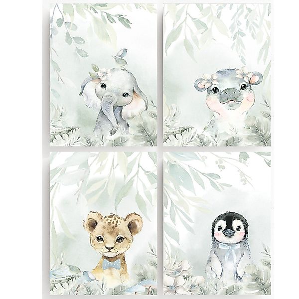 homestyle-accessoires Poster Bilderset Kinderbilder Babyzimmer WILDTIERE günstig online kaufen