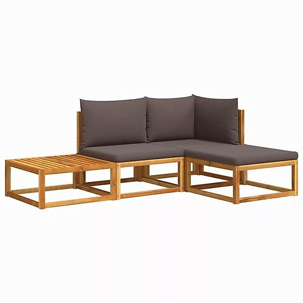 vidaXL Loungesofa 4-tlg. Garten-Sofagarnitur mit Kissen Massivholz, 1 Teile günstig online kaufen