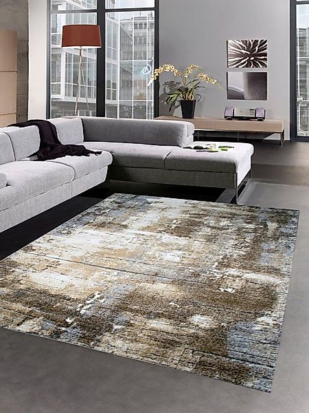 Carpetia Teppich Designer Teppich Wohnzimmer Kurzflor Stein Optik braun bei günstig online kaufen