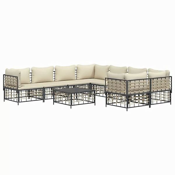 Vidaxl 9-tlg. Garten-lounge-set Mit Kissen Anthrazit Poly Rattan günstig online kaufen