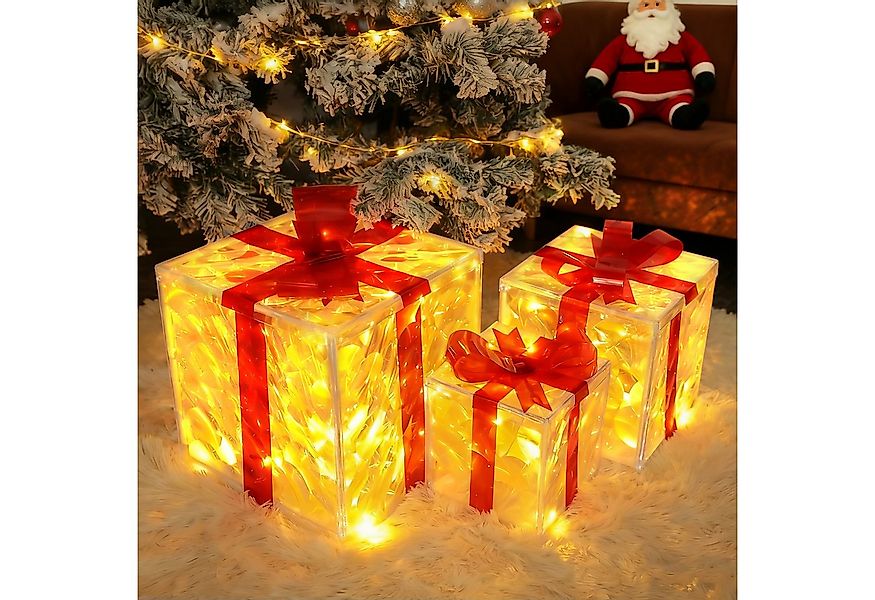 ZMH LED Dekolicht Weihnachtsfigur 3 Set Geschenkbox, Leuchtfiguren für Weih günstig online kaufen