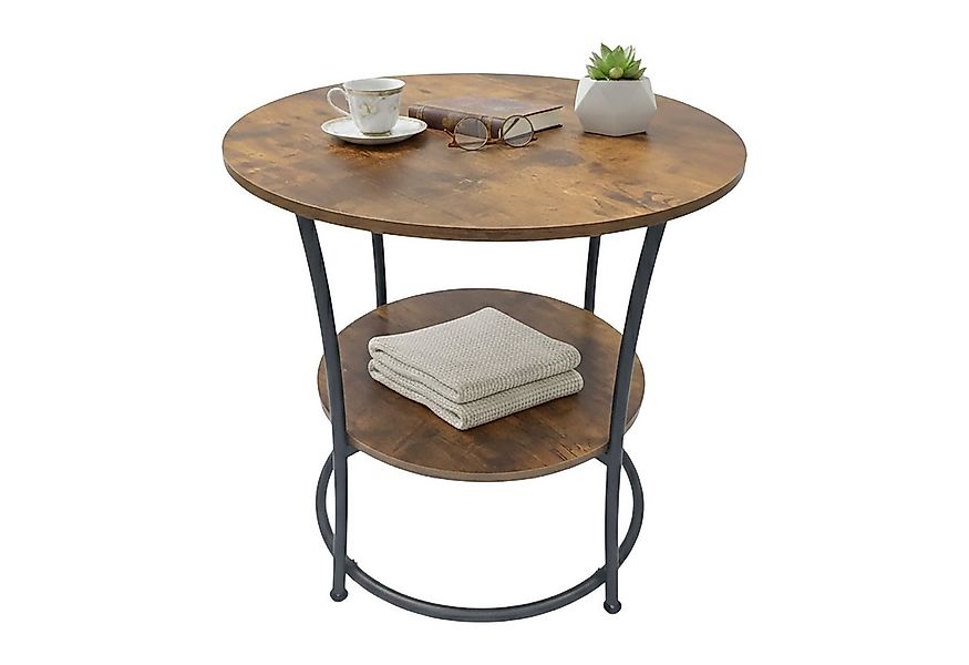 relaxdays Beistelltisch mit 2 Ablage, Industrial-Schwarz günstig online kaufen