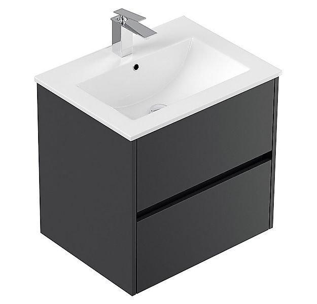 Lomadox Waschtisch LIVIGNO-02, 60cm breit, Keramikwaschbecken, graphit matt günstig online kaufen