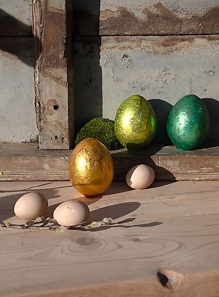 Osterei Glas - foliert, Höhe 10 cm in türkis günstig online kaufen