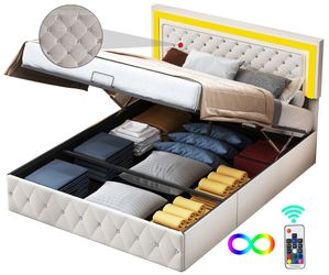 FUROKOY Polsterbett Doppelbett Stauraumbett Hydraulisch anhebbarer günstig online kaufen