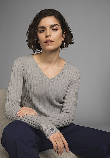 KangaROOS V-Ausschnitt-Pullover in breit geripptem Feinstrick günstig online kaufen