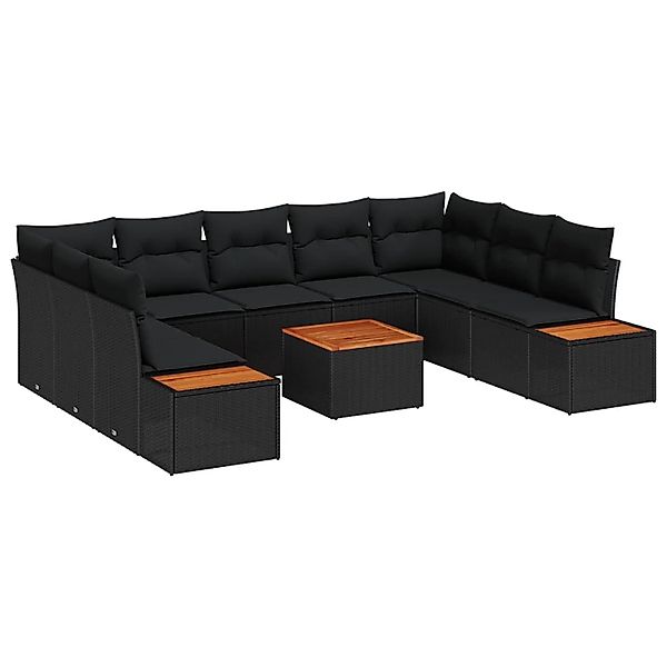 vidaXL Gartensofa-Set mit Kissen mit Speicher 5 Stk Schwarz Polyrattan 3356 günstig online kaufen