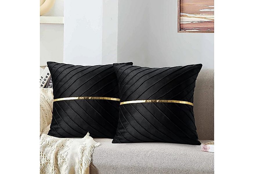 BYSURE Kissenbezüge, (2 Stück), samt Golden Patchwork Kissenbezug 45x45cm günstig online kaufen