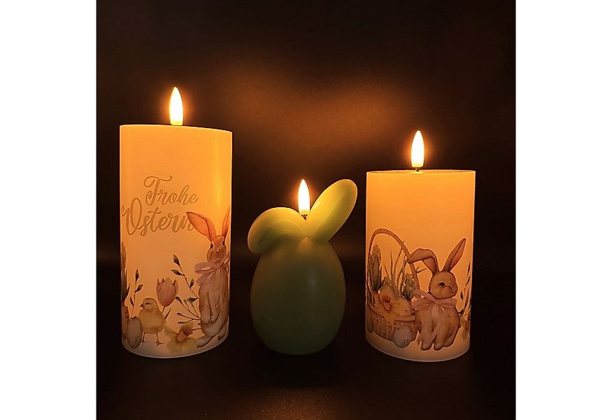 Online-Fuchs LED-Kerze - 3 LED-Kerzen "Frohe Ostern" mit Timer - Frühlings- günstig online kaufen