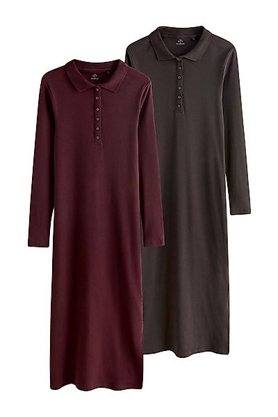 The Set Maxikleid The Set Midikleider mit Rippung + Kragen, 2er-Pack (2-tlg günstig online kaufen