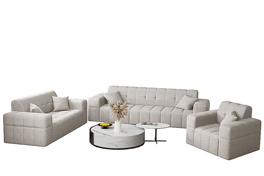 Fun Möbel Polstergarnitur Sofaset Designersofa NANCY 3-2-1, (Set, inkl. 5 Z günstig online kaufen
