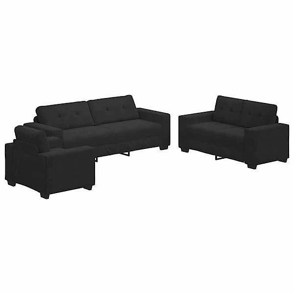 vidaXL Sofa-Set 3-Tlg Schwarz Leinenmischgewebe 3324644 günstig online kaufen