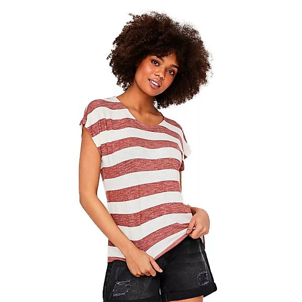 Vero Moda Wide Stripe Kurzärmeliges T-shirt XS Marsala / Stripes Snow White günstig online kaufen
