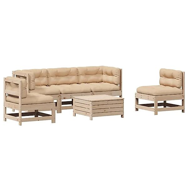 vidaXL 6-Tlg Garten-Lounge-Set mit Kissen Massivholz Kiefer 3250724 günstig online kaufen
