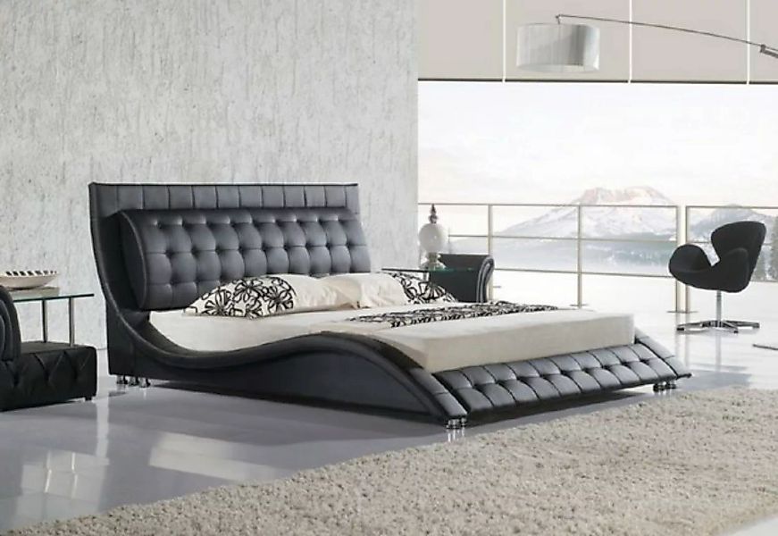 JVmoebel Bett Modern Doppelbett Schwarz Polsterbett Schlafzimmer 180x200 (1 günstig online kaufen
