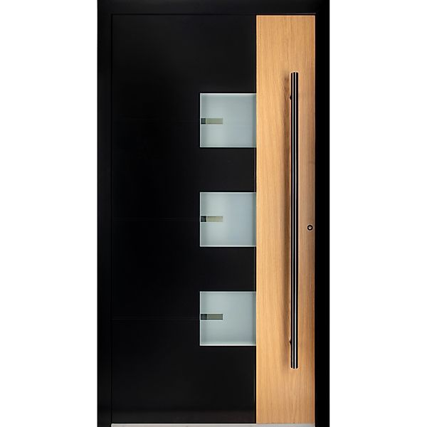 Moderno Haustür M330P Bicolor Wood Schwarz-Braun 110 cm x 210 cm DIN R günstig online kaufen