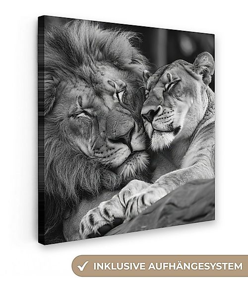OneMillionCanvasses® Leinwandbild Löwen - Tiere - Schwarz - Weiß - Löwe, Fo günstig online kaufen