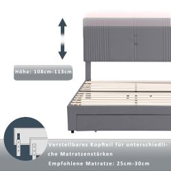 OKWISH Polsterbett mit Lichtleiste und USB-Buchse, günstig online kaufen