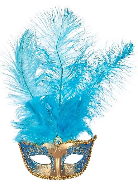 Metamorph Verkleidungsmaske Venezianische Federmaske blau, Ideal für venezi günstig online kaufen