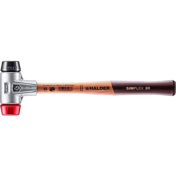 Halder Simplex Schonhammer Ø 30 mm Gummi Schwarz   Plastik Rot mit Aluminiu günstig online kaufen