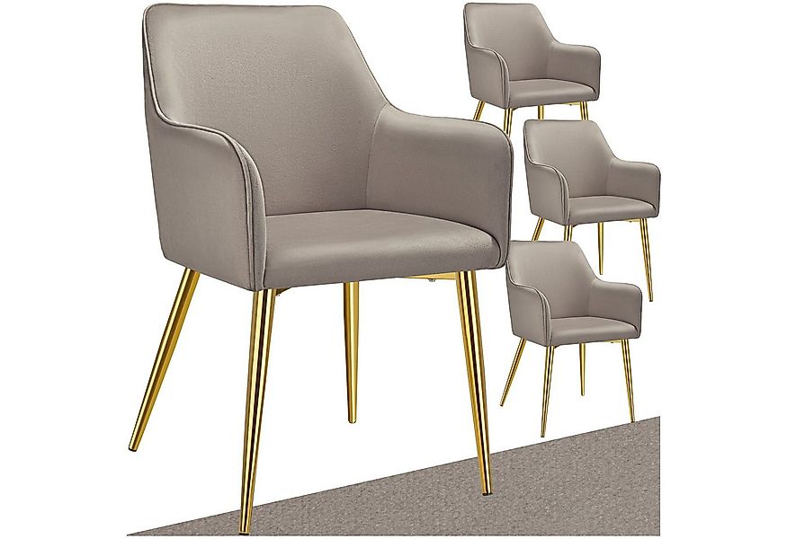 tectake Esszimmerstuhl Armlehnstuhl Avane, Samtoptik, gepolstert (Set, 4 St günstig online kaufen