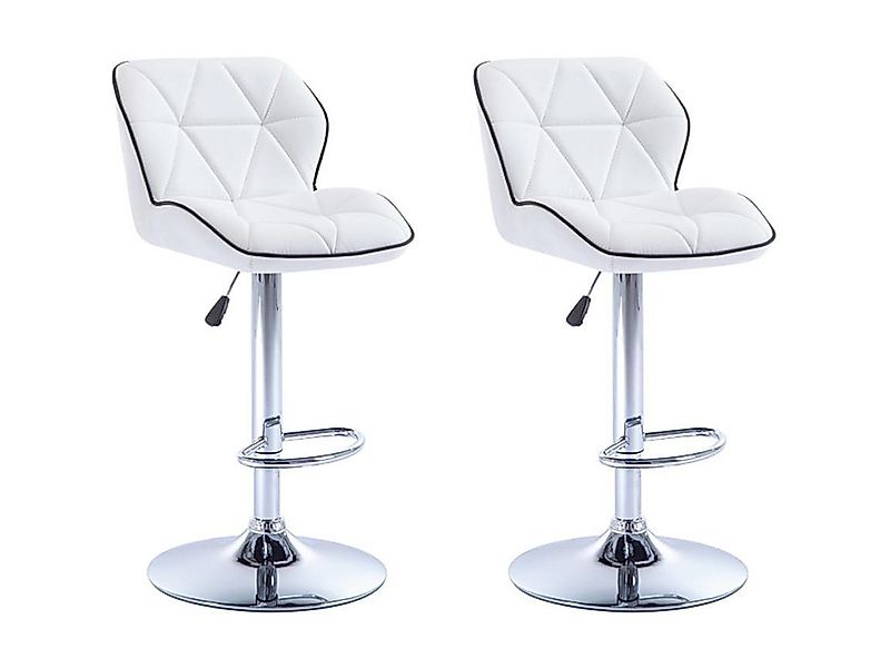 Barhocker 2er-Set höhenverstellbar - Kunstleder - Weiß - CALVIN günstig online kaufen