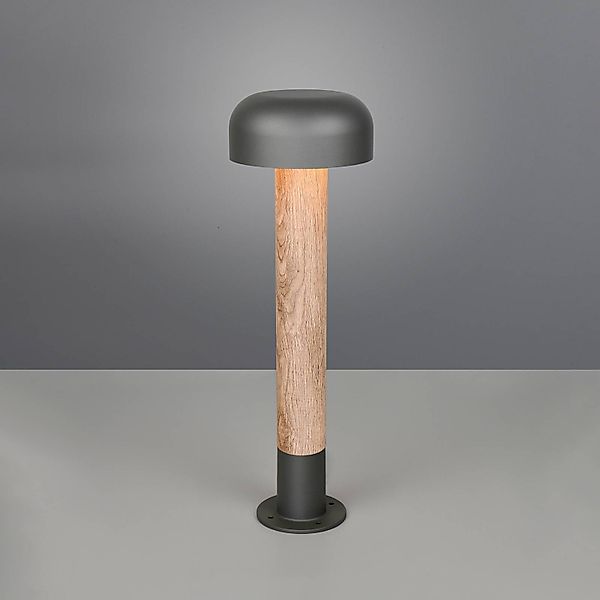 Wegeleuchte Fraser, grau/Holzoptik, Alu, IP54, Höhe 84,5 cm günstig online kaufen