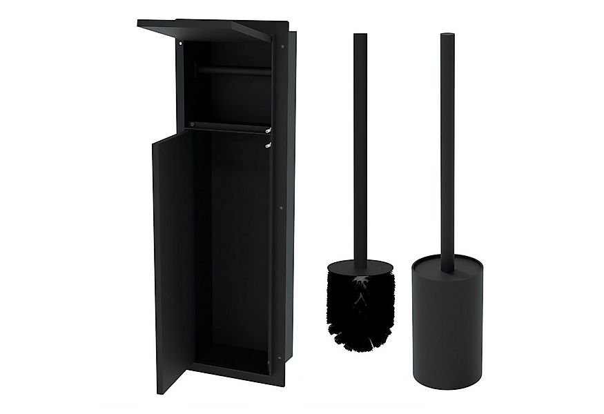 HAGO Toilettenpapierhalter WC Modul Edelstahl Schwarz Schlitz Einbauschrank günstig online kaufen