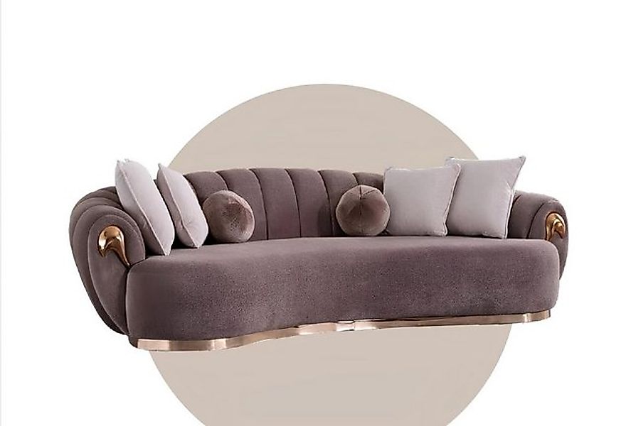 JVmoebel Sofa Luxus Wohnzimmer Sofagarnitur 3+3+1 Sitz Halb Runde Couchen S günstig online kaufen