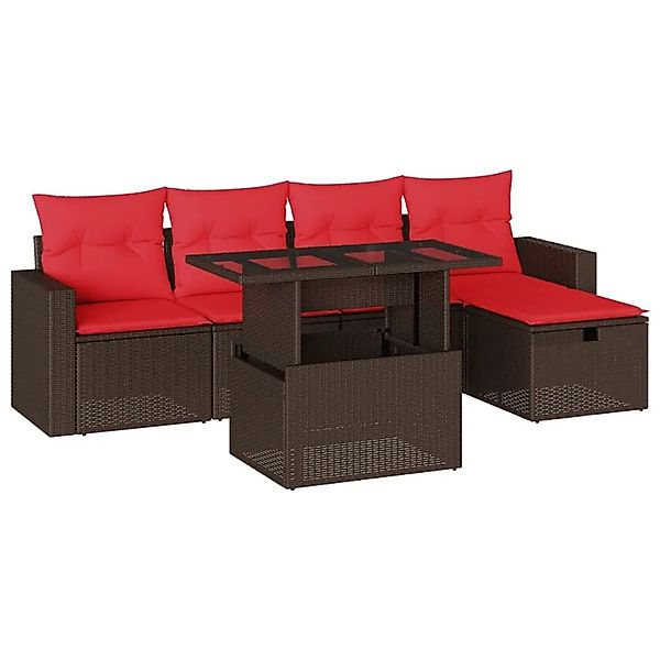vidaXL 6-Tlg Gartensofa-Set mit Kissen Braun Polyrattan 3274814 günstig online kaufen