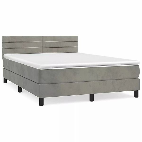 vidaXL Boxspringbett Boxspringbett mit Matratze Hellgrau 140x200 cm Samt Be günstig online kaufen