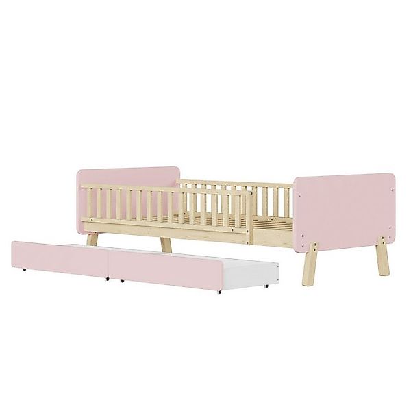 Odikalo Kinderbett Einzelbett 90x190cm mit 2 Schubladen Massivholz Lattenro günstig online kaufen