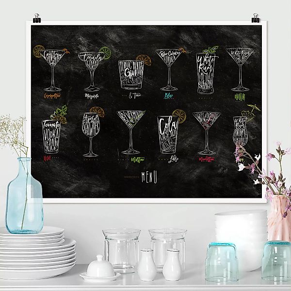 Poster Küche - Querformat Cocktail Menu günstig online kaufen