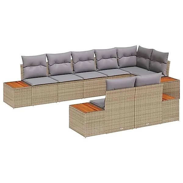 vidaXL Gartensofa-Set mit Kissen 8 Stk Beige und Hellgrau Polyrattan 335678 günstig online kaufen