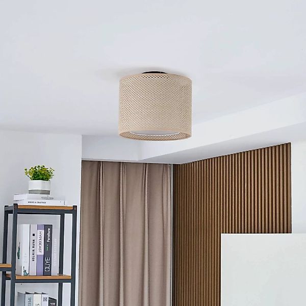 Lindby Deckenleuchte Soula, Ø 26 cm, beige, Kunststoff, E27 günstig online kaufen