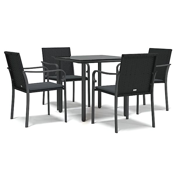 vidaXL 5-Tlg Garten-Essgruppe mit Kissen Poly Rattan und Stahl 3186956 günstig online kaufen
