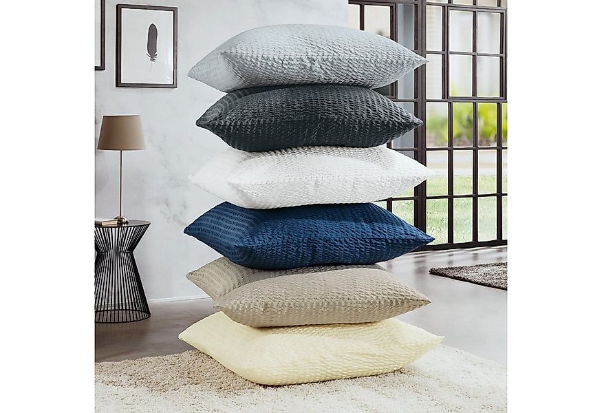 REDBEST Kissenbezug Kuschelkissenbezug "Detroit", Microfaser-Seersucker Uni günstig online kaufen