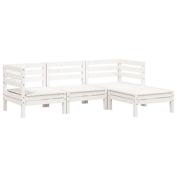 vidaXL Gartensofa 3-Sitzer mit Hocker Weiß Massivholz Kiefer 838055 günstig online kaufen