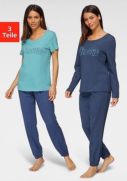 Vivance Dreams Pyjama, (Set, 3 teilig), mit Frontschriftzug günstig online kaufen