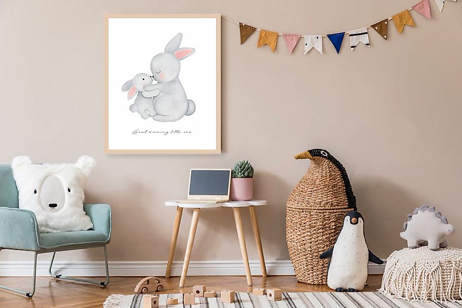 Lüttenhütt Bild mit Rahmen "oder Poster, Großer Hase und Hasenkind", Fantas günstig online kaufen